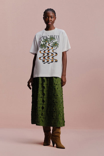 FARM Rio Off-White Copacabana Relaxed Organic Cotton T-Shirt