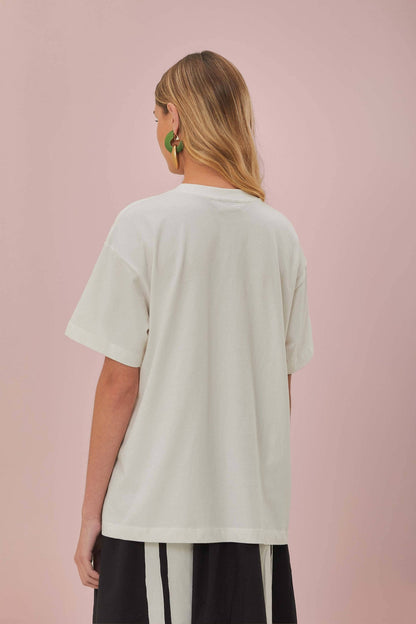 FARM Rio Off-White Copacabana Relaxed Organic Cotton T-Shirt