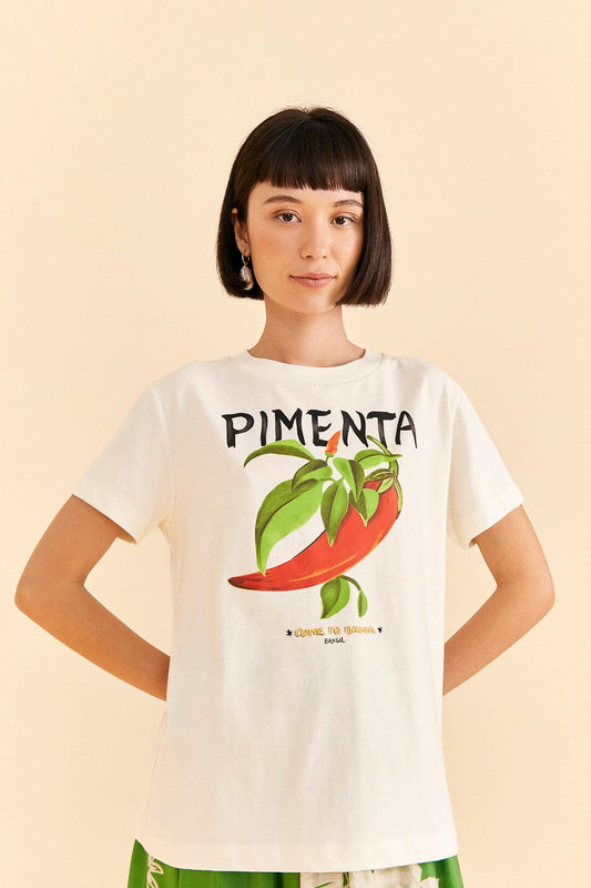 FARM Rio Off-White Peppers Organic Cotton T-shirt