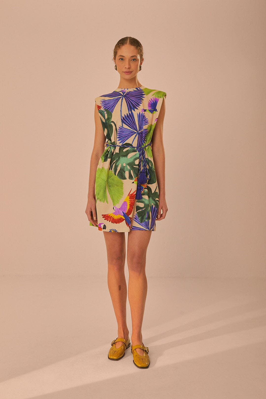 FARM Rio Sand Macaw Jungle Organic Cotton T-Shirt Dress
