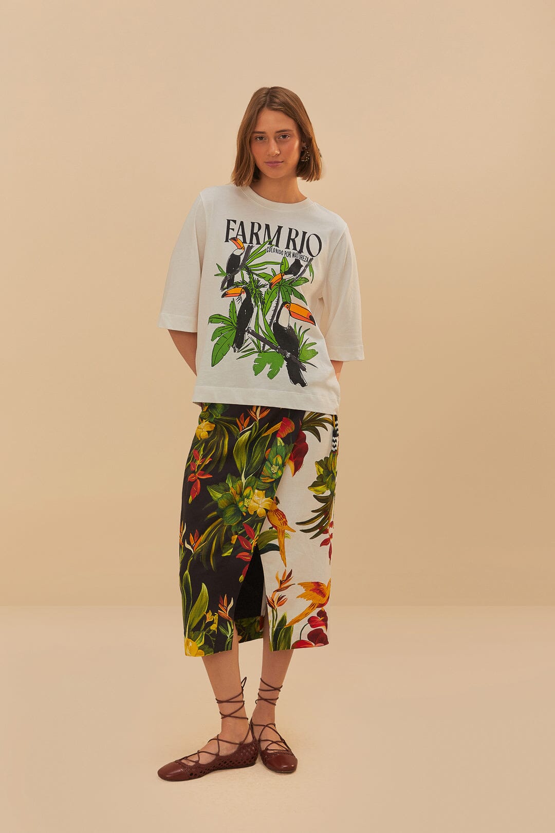 FARM Rio Off-White Nature Lovers Toucans T-Shirt