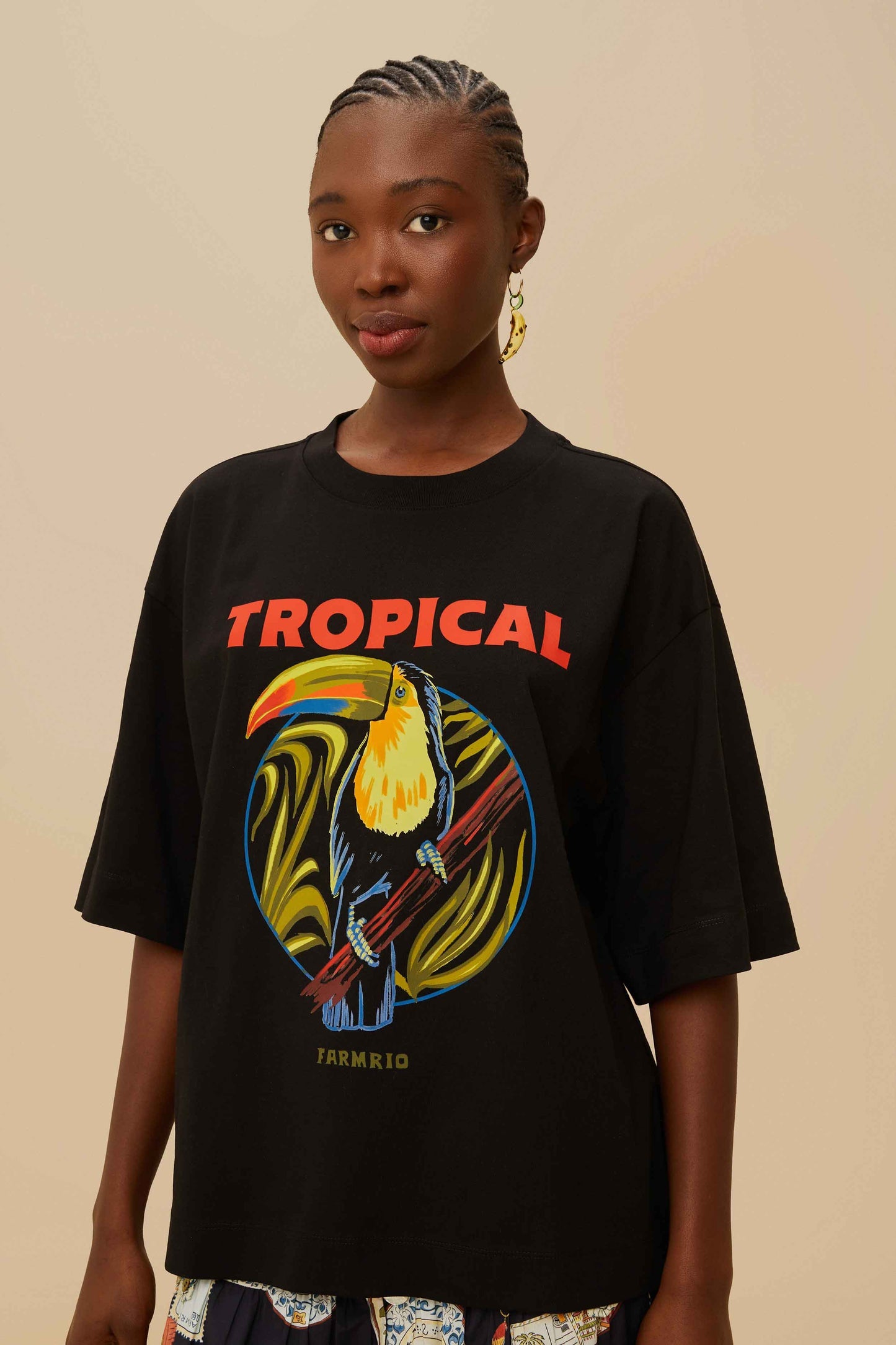 FARM Rio Black Tropical Organic Cotton T-Shirt