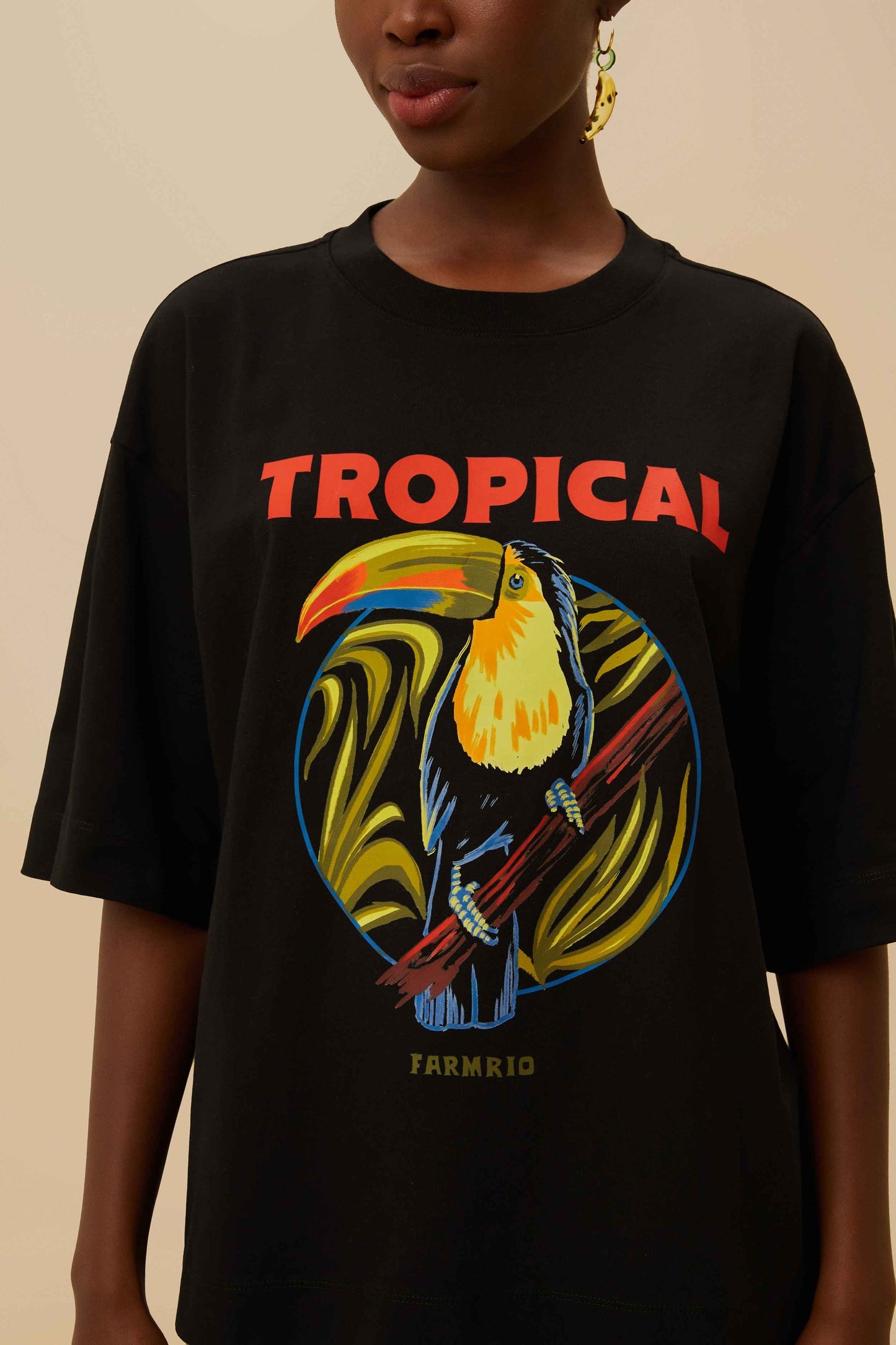 FARM Rio Black Tropical Organic Cotton T-Shirt