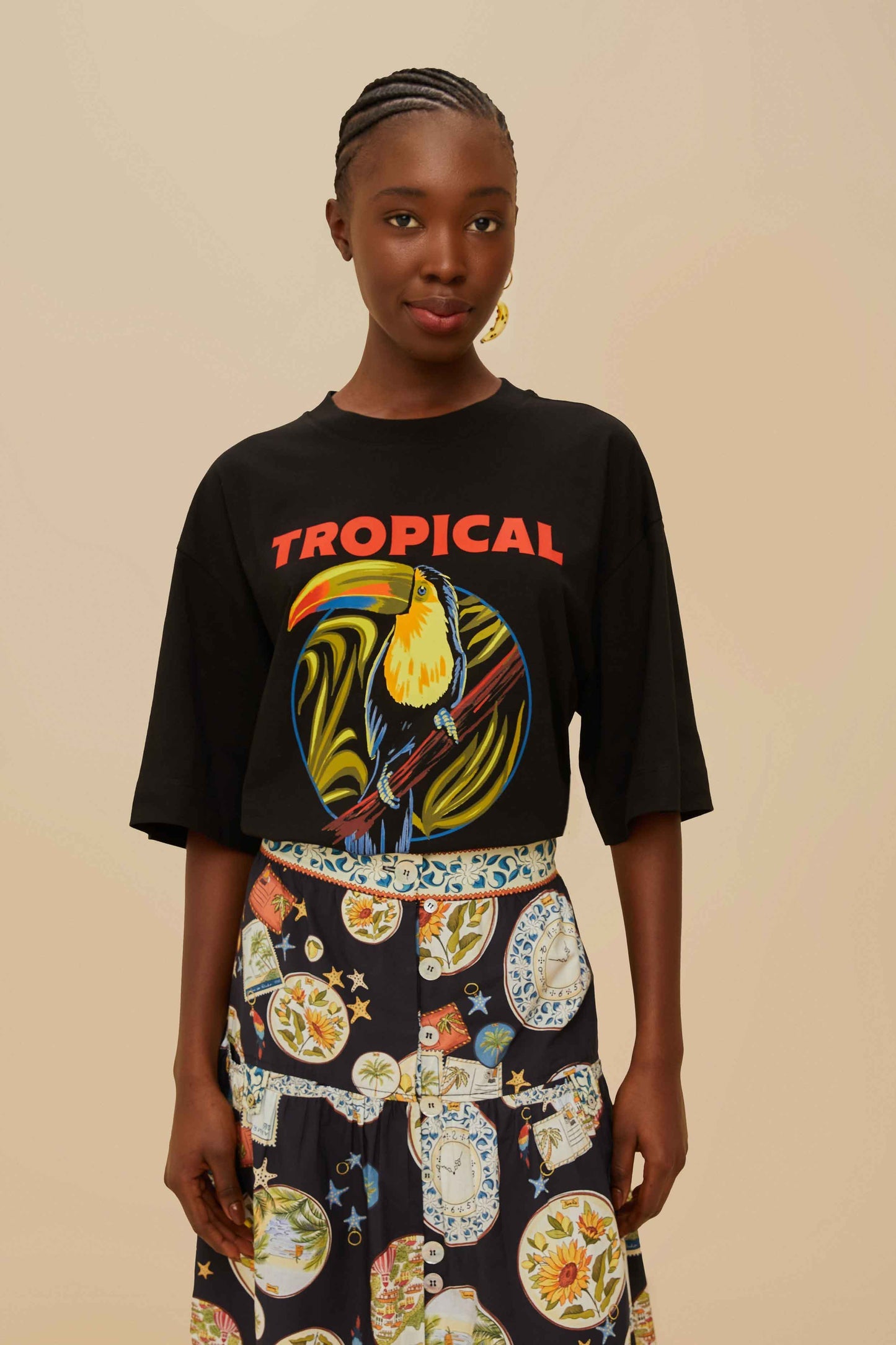 FARM Rio Black Tropical Organic Cotton T-Shirt