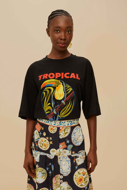 FARM Rio Black Tropical Organic Cotton T-Shirt