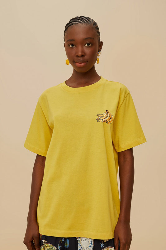 FARM Rio Pink Tropical Bananas Organic Cotton Relaxed T-Shirt
