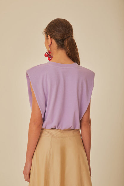 FARM Rio Lilac Summer In The Tropics Shoulder Pad Organic Cotton T-Shirt