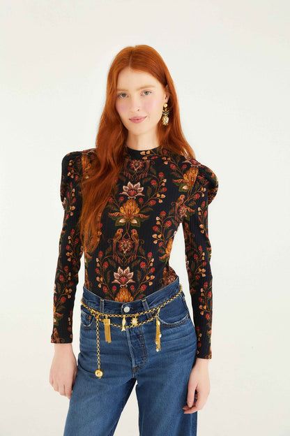 FARM Rio Black Berry Garden Organic Cotton Bodysuit | FARM Rio