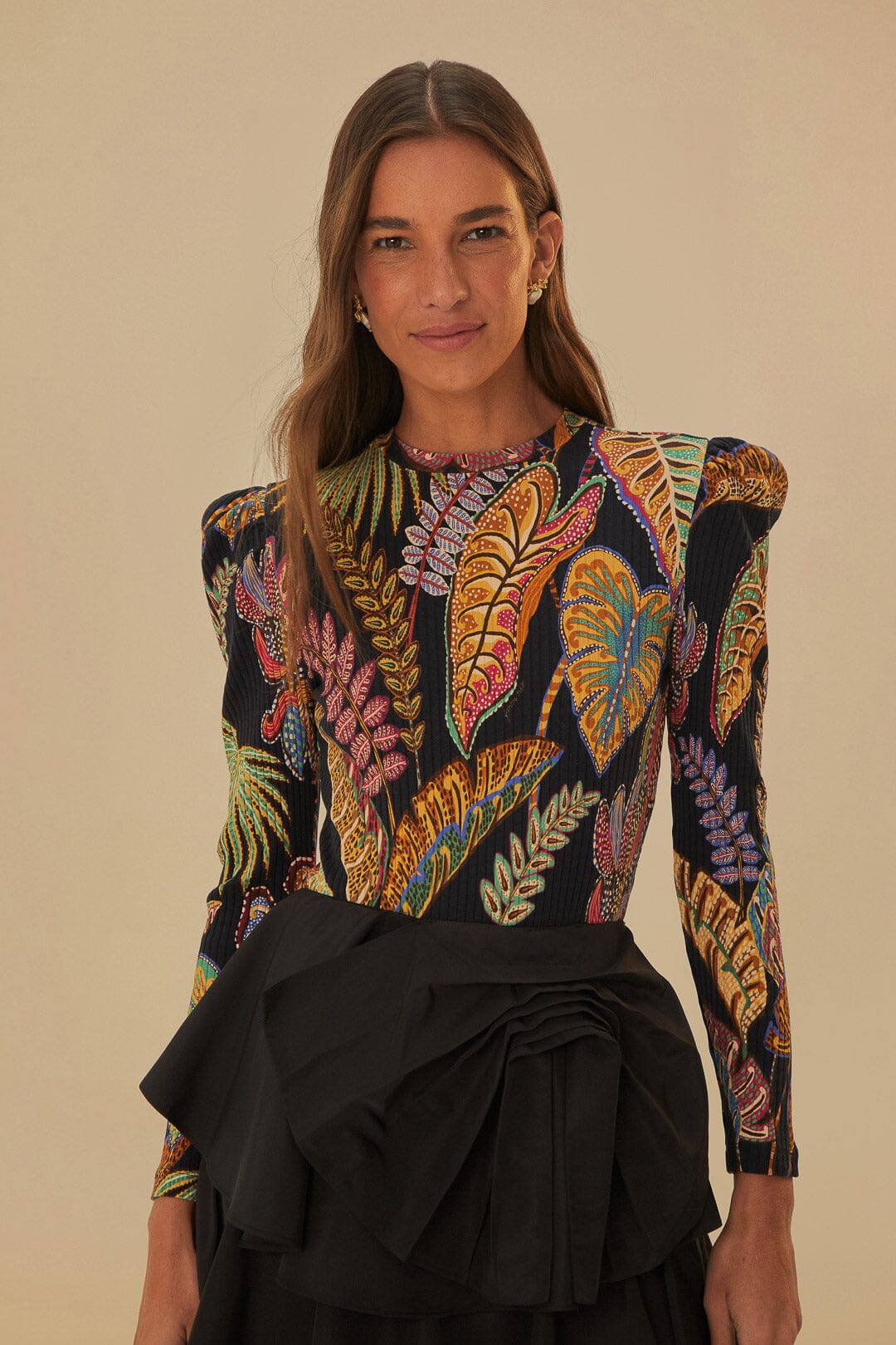 FARM Rio Cool Foliage Black Bodysuit