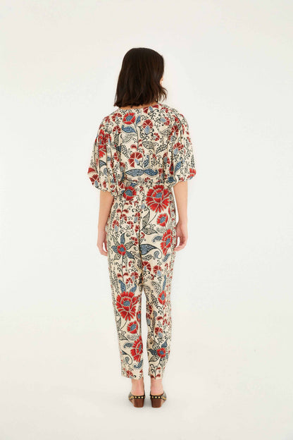 FARM Rio Sand Francesca V Neckline Short Sleeve Jumpsuit | FARM Rio