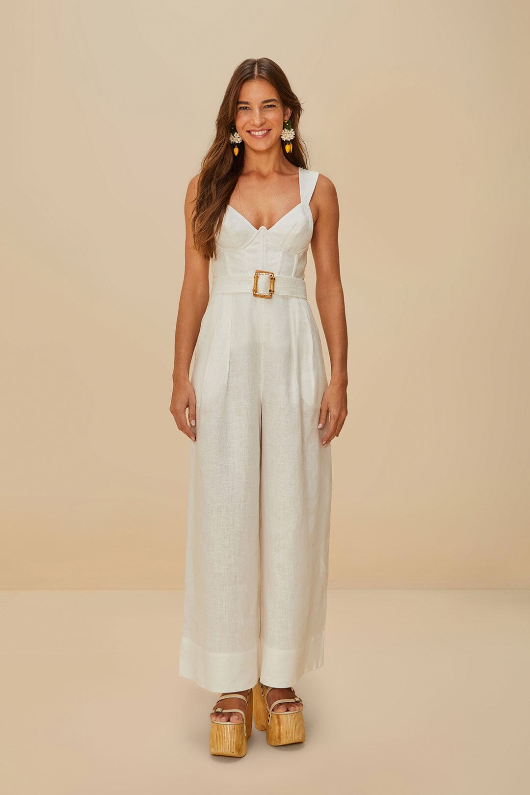 FARM Rio Off-White Euroflax™ Premium Linen Jumpsuit
