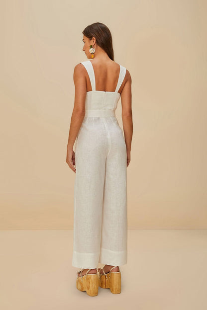 FARM Rio Off-White Euroflax™ Premium Linen Jumpsuit