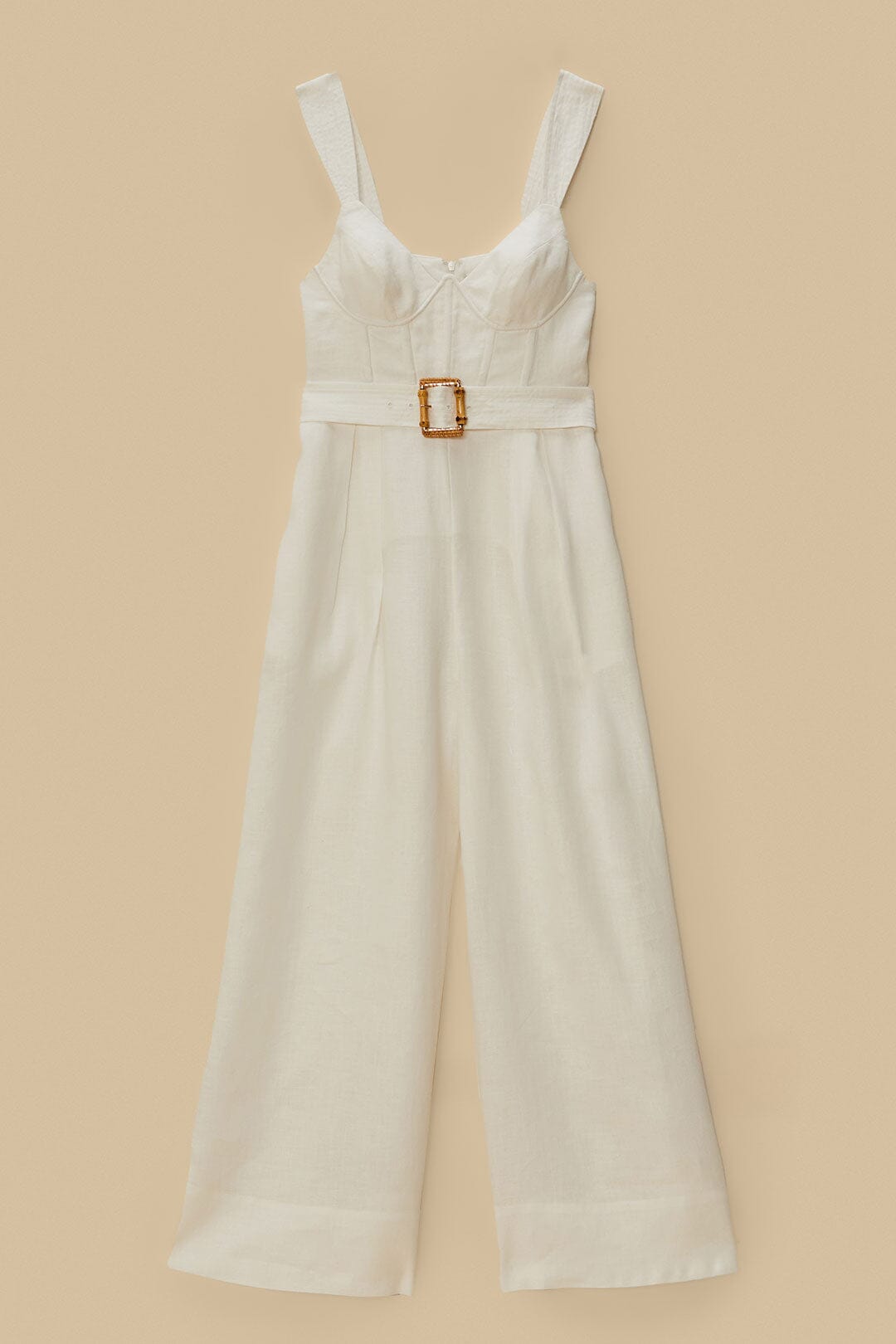 FARM Rio Off-White Euroflax™ Premium Linen Jumpsuit