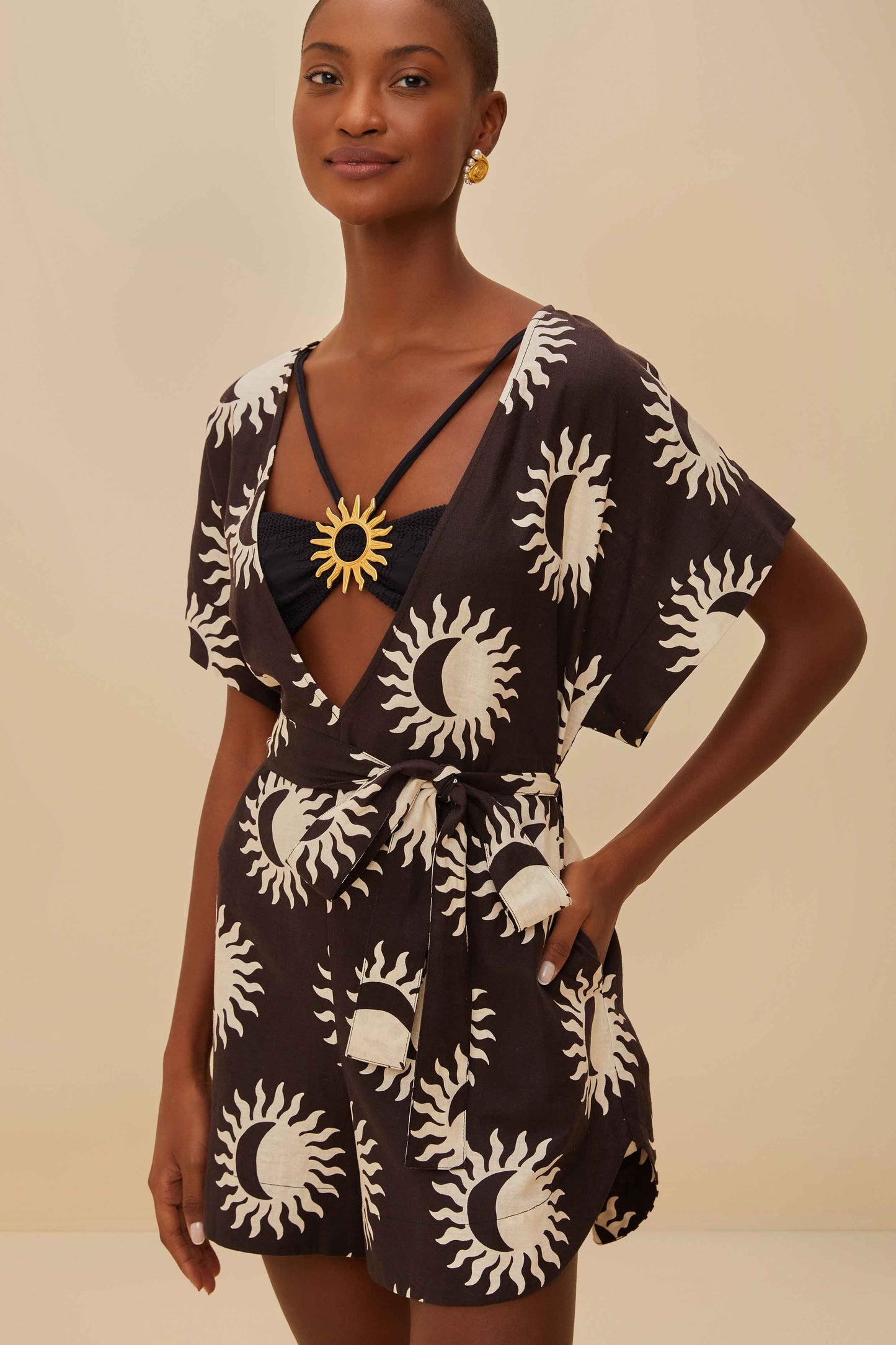FARM Rio Black Sunny Moon LENZING™ ECOVERO™ Euroflax™ Romper
