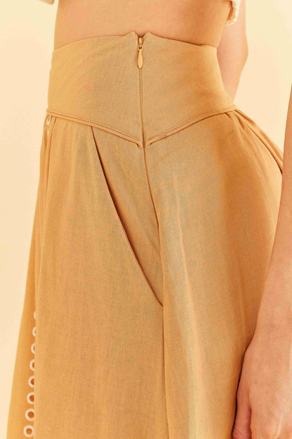 FARM Rio Sand Richelieu Midi Skirt