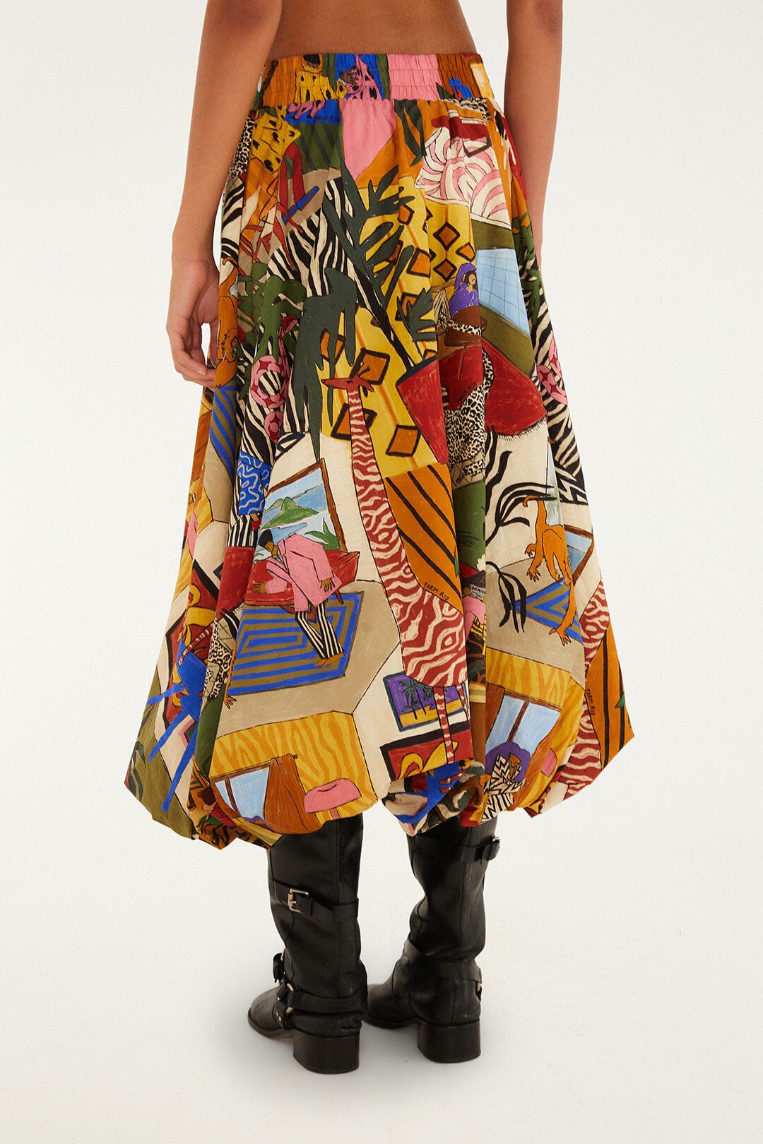 FARM Rio Multicolor Tropical Balloon Organic Cotton Midi Skirt | FARM Rio