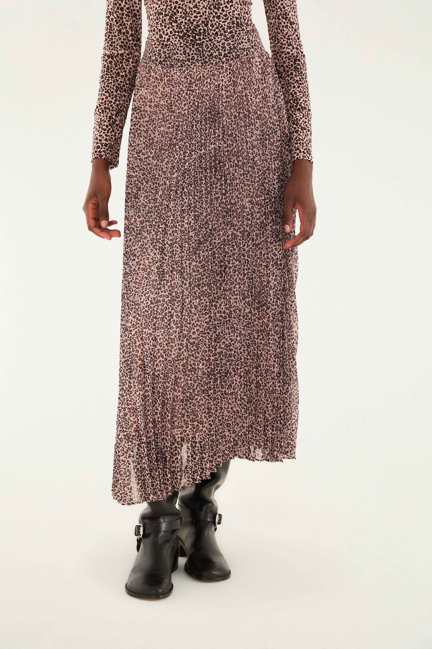 FARM Rio Pink Baby Leopard Pleated Maxi Skirt | FARM Rio