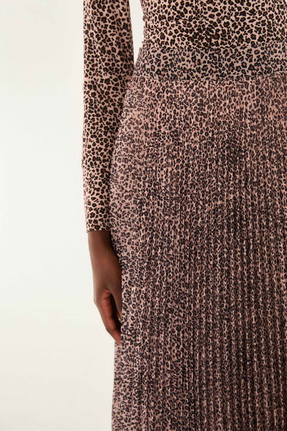 FARM Rio Pink Baby Leopard Pleated Maxi Skirt | FARM Rio