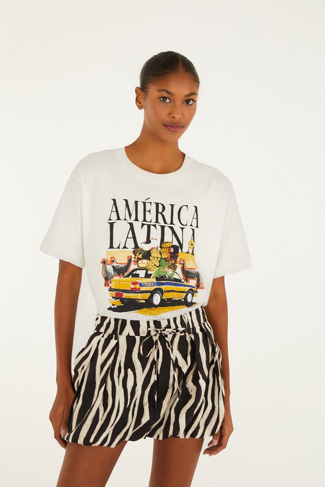FARM Rio Black Tropical Zebra Organic Cotton Mini Skirt | FARM Rio