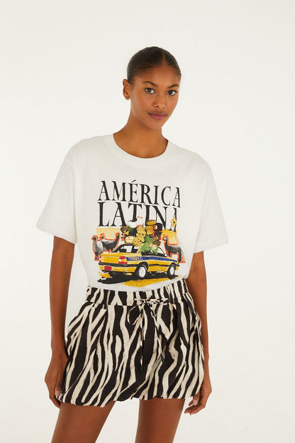 FARM Rio Black Tropical Zebra Organic Cotton Mini Skirt | FARM Rio