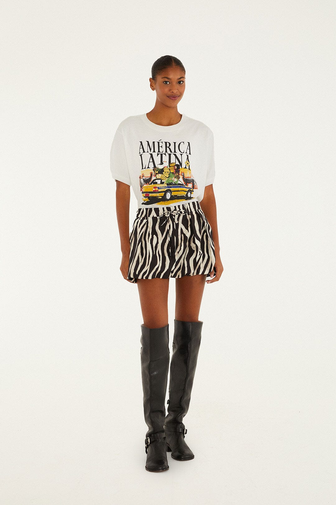 FARM Rio Black Tropical Zebra Organic Cotton Mini Skirt | FARM Rio