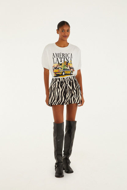 FARM Rio Black Tropical Zebra Organic Cotton Mini Skirt | FARM Rio
