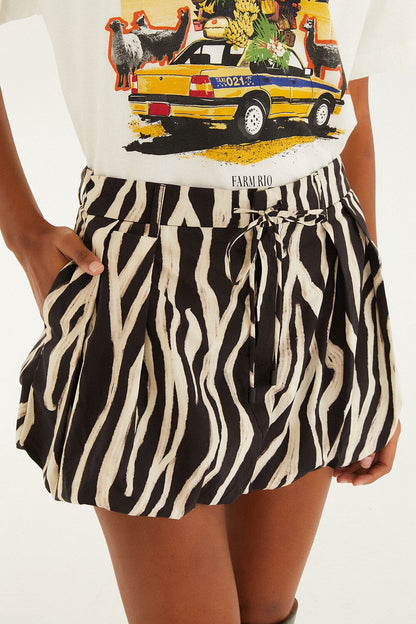 FARM Rio Black Tropical Zebra Organic Cotton Mini Skirt | FARM Rio