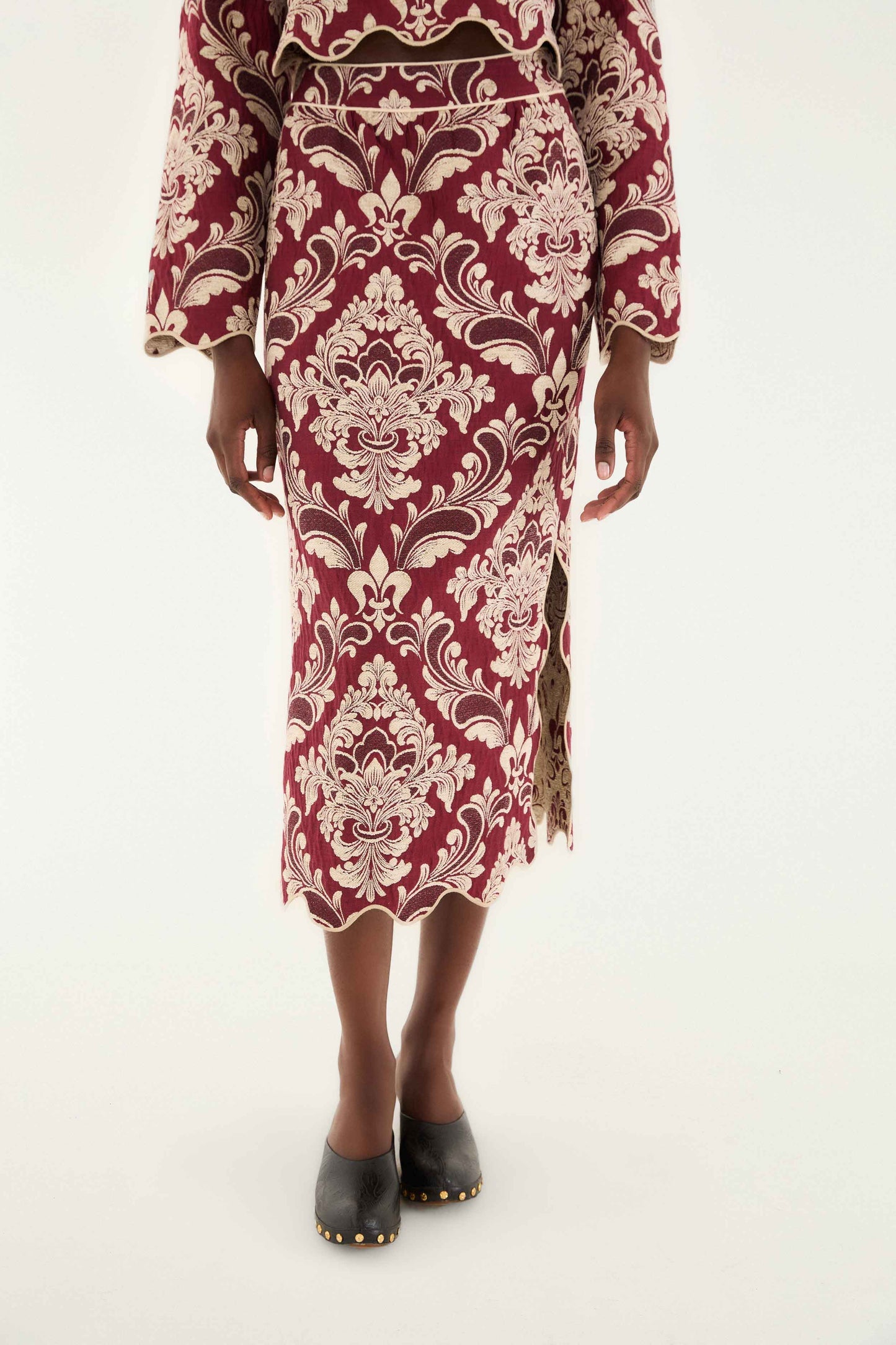 FARM Rio Bicolor Jacquard Waves Midi Skirt | FARM Rio