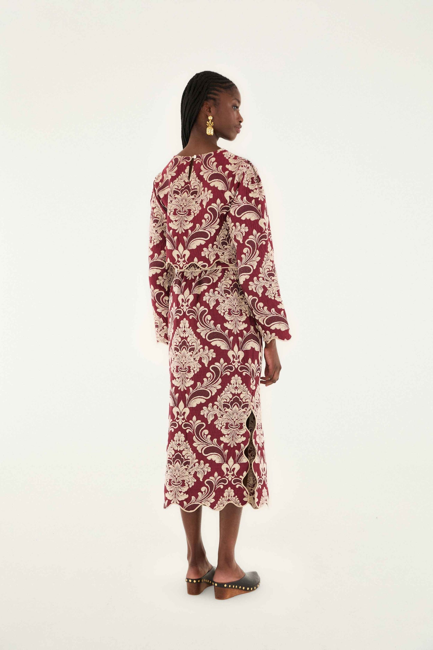 FARM Rio Bicolor Jacquard Waves Midi Skirt | FARM Rio