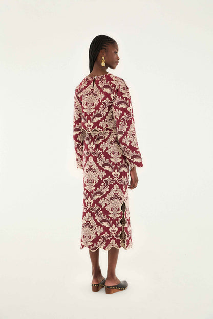 FARM Rio Bicolor Jacquard Waves Midi Skirt | FARM Rio