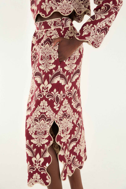 FARM Rio Bicolor Jacquard Waves Midi Skirt | FARM Rio