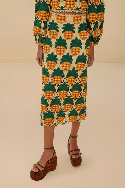 FARM Rio Sand Pineapple Crochet Skirt