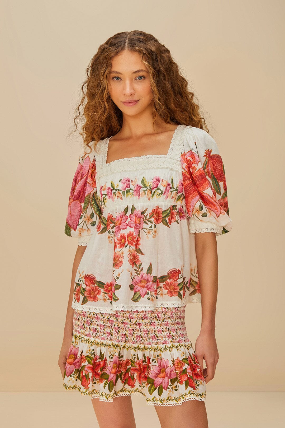 FARM Rio Off-White Summer Fruit Mini Skirt