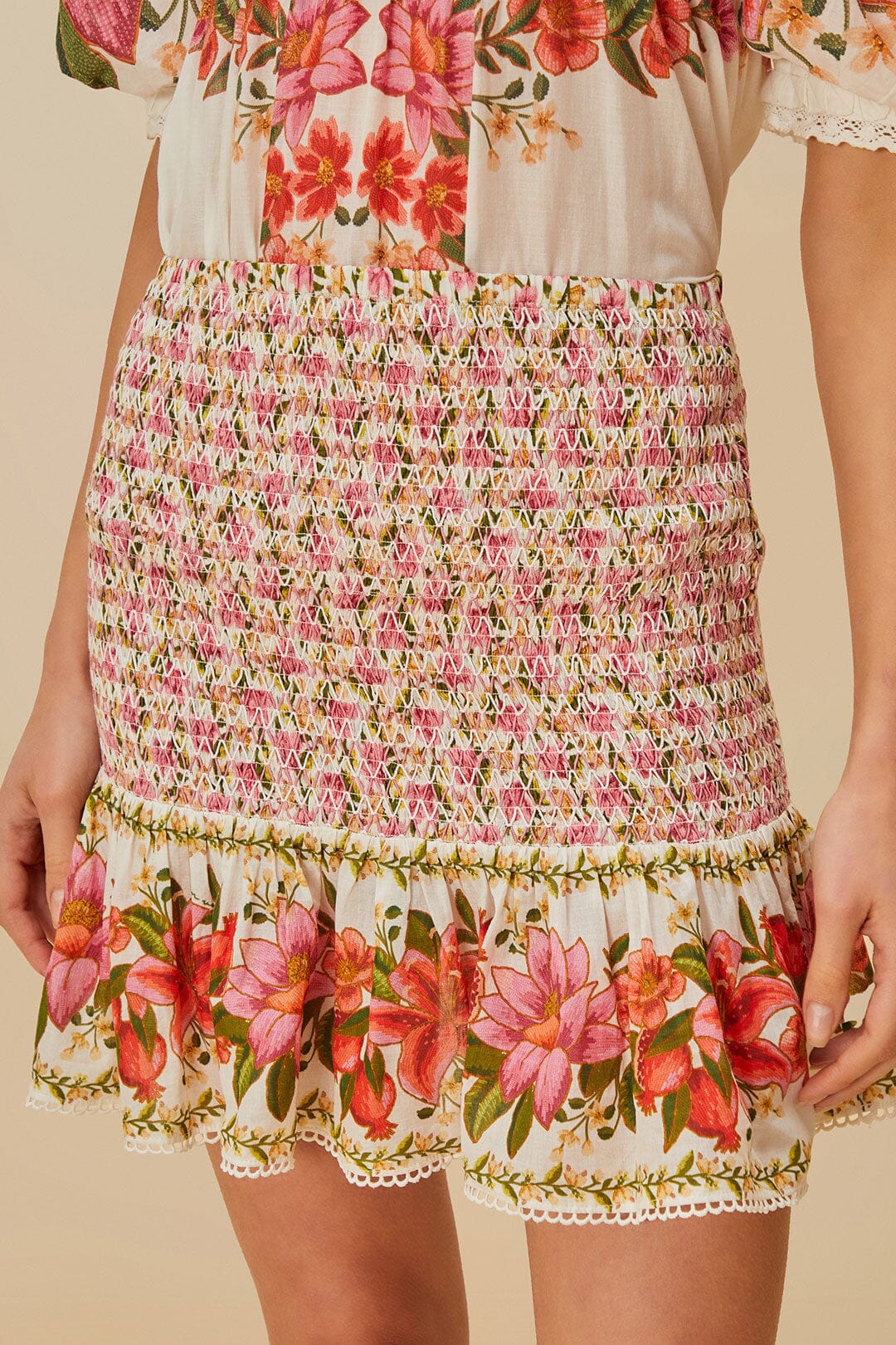 FARM Rio Off-White Summer Fruit Mini Skirt