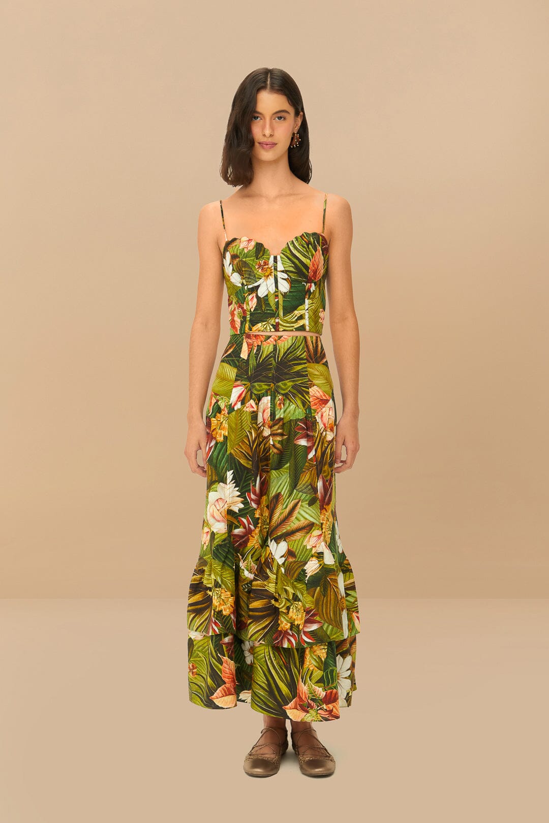FARM Rio Multicolor Botanical Forest LENZING™ ECOVERO™ Euroflax™ Midi Skirt