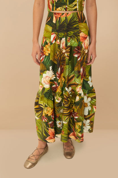 FARM Rio Multicolor Botanical Forest LENZING™ ECOVERO™ Euroflax™ Midi Skirt