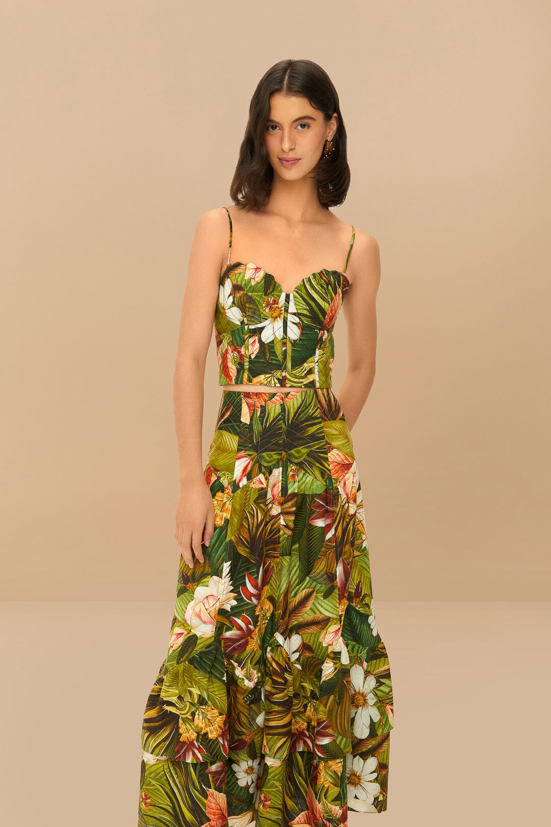 FARM Rio Multicolor Botanical Forest LENZING™ ECOVERO™ Euroflax™ Midi Skirt