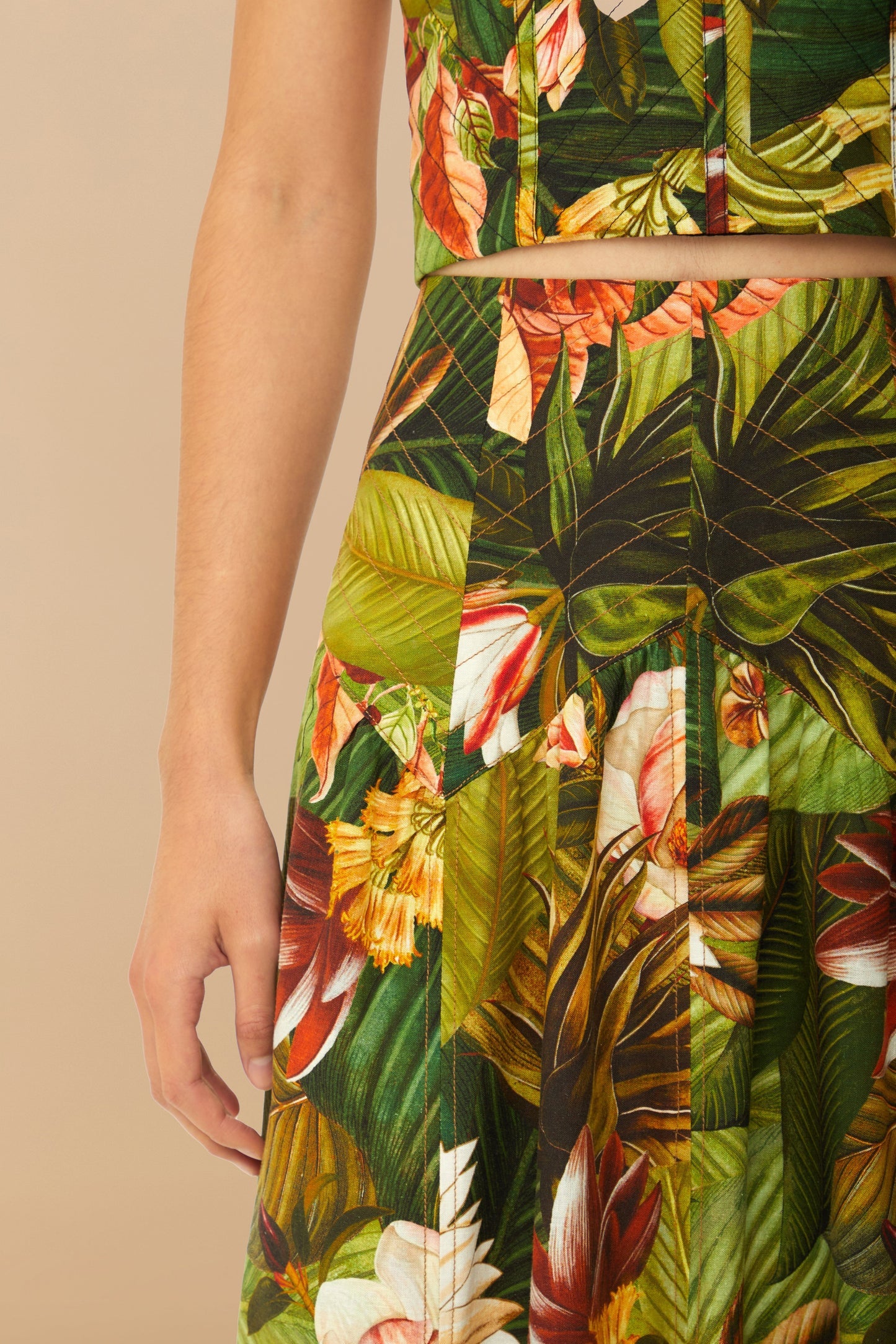 FARM Rio Multicolor Botanical Forest LENZING™ ECOVERO™ Euroflax™ Midi Skirt