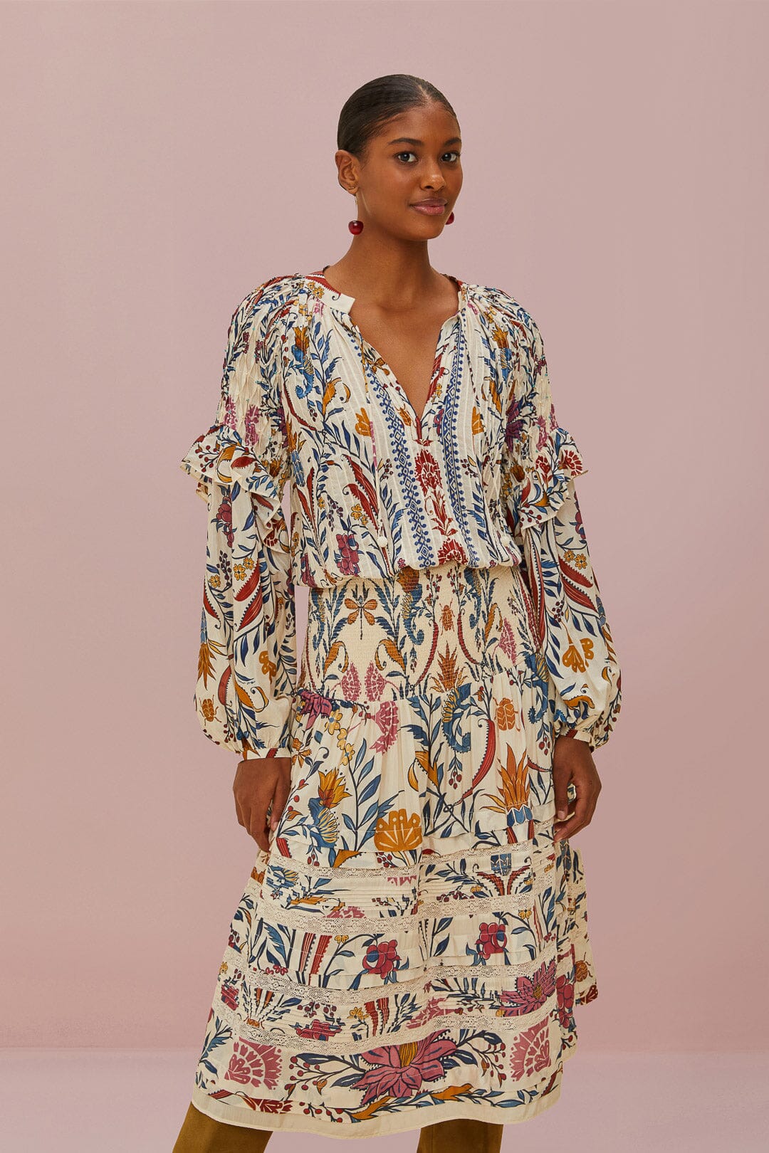 FARM Rio Cream Romantic Lightness Midi Skirt