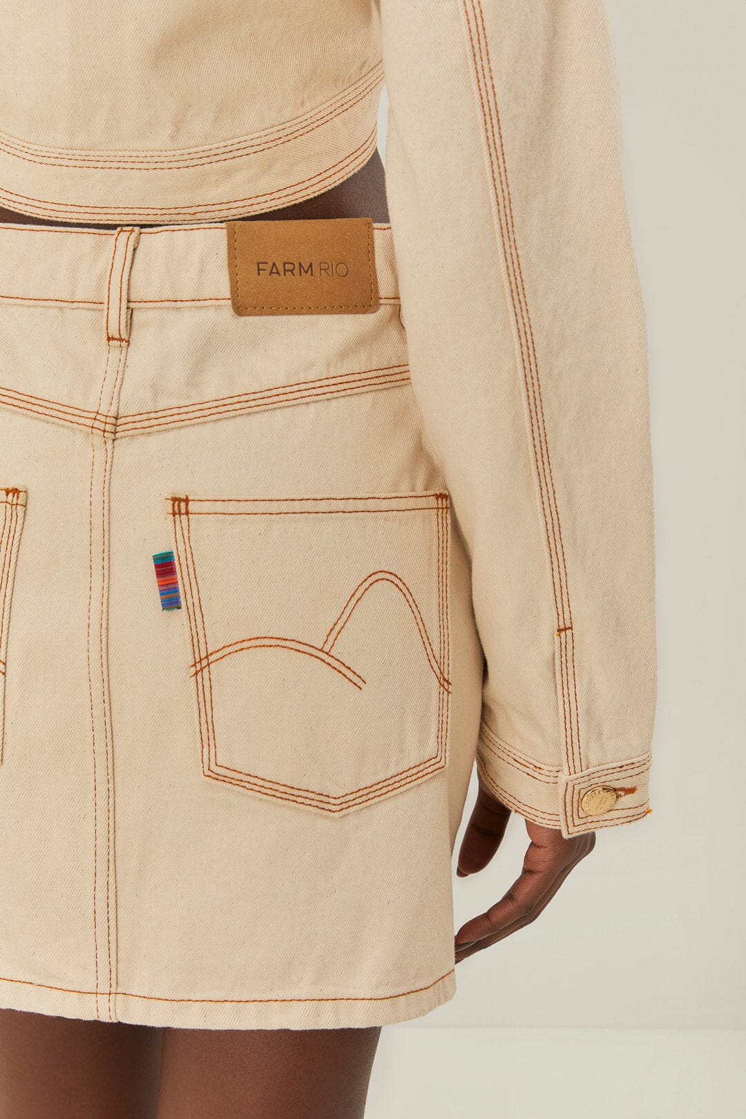 FARM Rio Off-White Gabardine Mini Skirt
