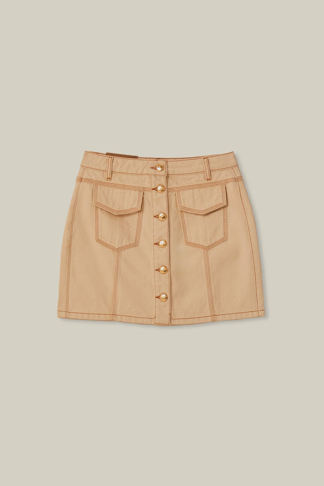 FARM Rio Off-White Gabardine Mini Skirt