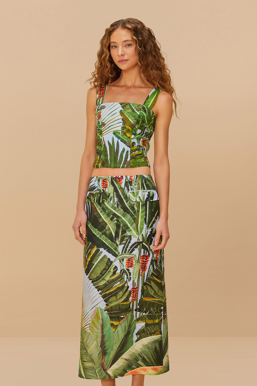 FARM Rio Blue Amazonia Forest Euroflax™ Premium Linen Maxi Skirt