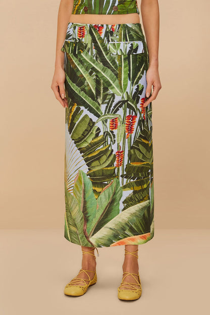 FARM Rio Blue Amazonia Forest Euroflax™ Premium Linen Maxi Skirt