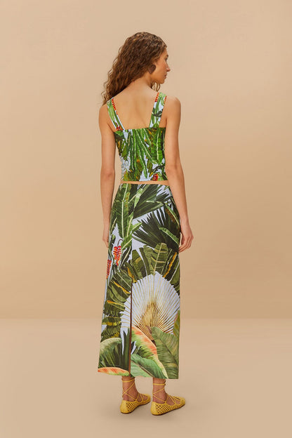 FARM Rio Blue Amazonia Forest Euroflax™ Premium Linen Maxi Skirt