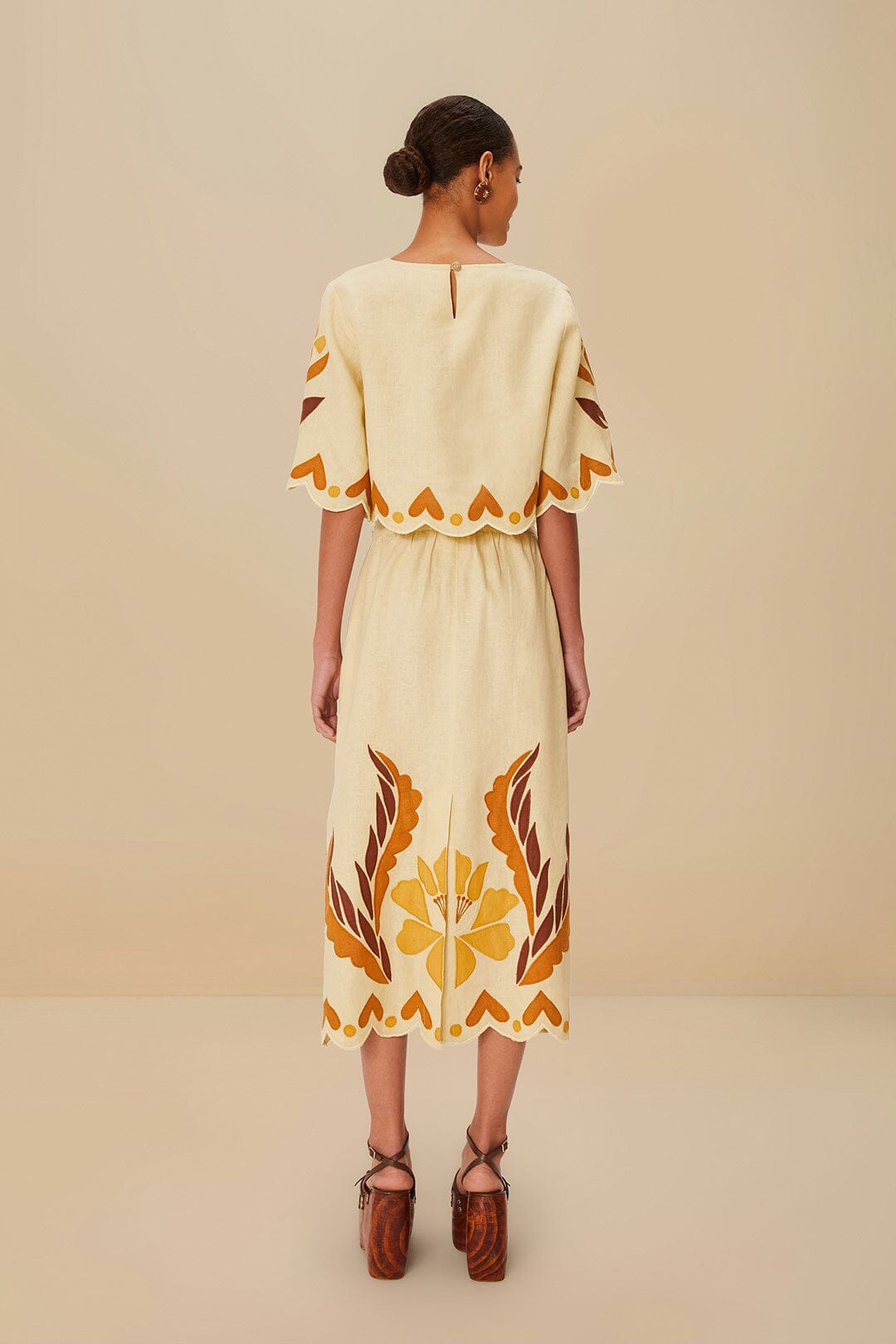 FARM Rio Sand Summer Cutwork Euroflax™ Premium Linen Skirt
