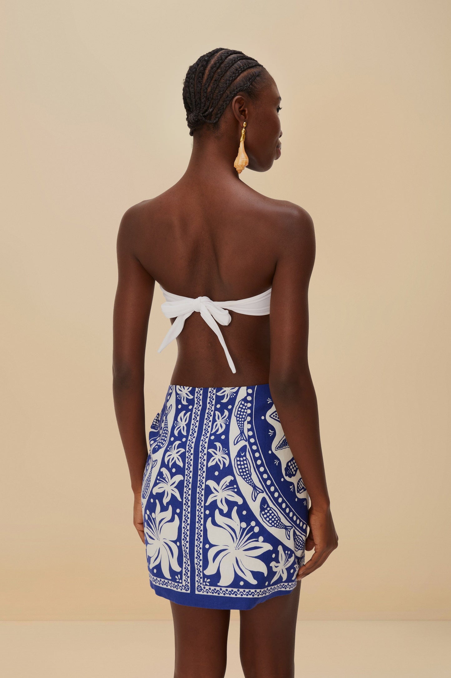 FARM Rio Off-White Ocean Scarf LENZING™ ECOVERO™ Euroflax™ Mini Skirt