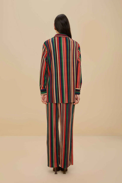 FARM Rio Multicolor Pipa Stripes Pleated Pants