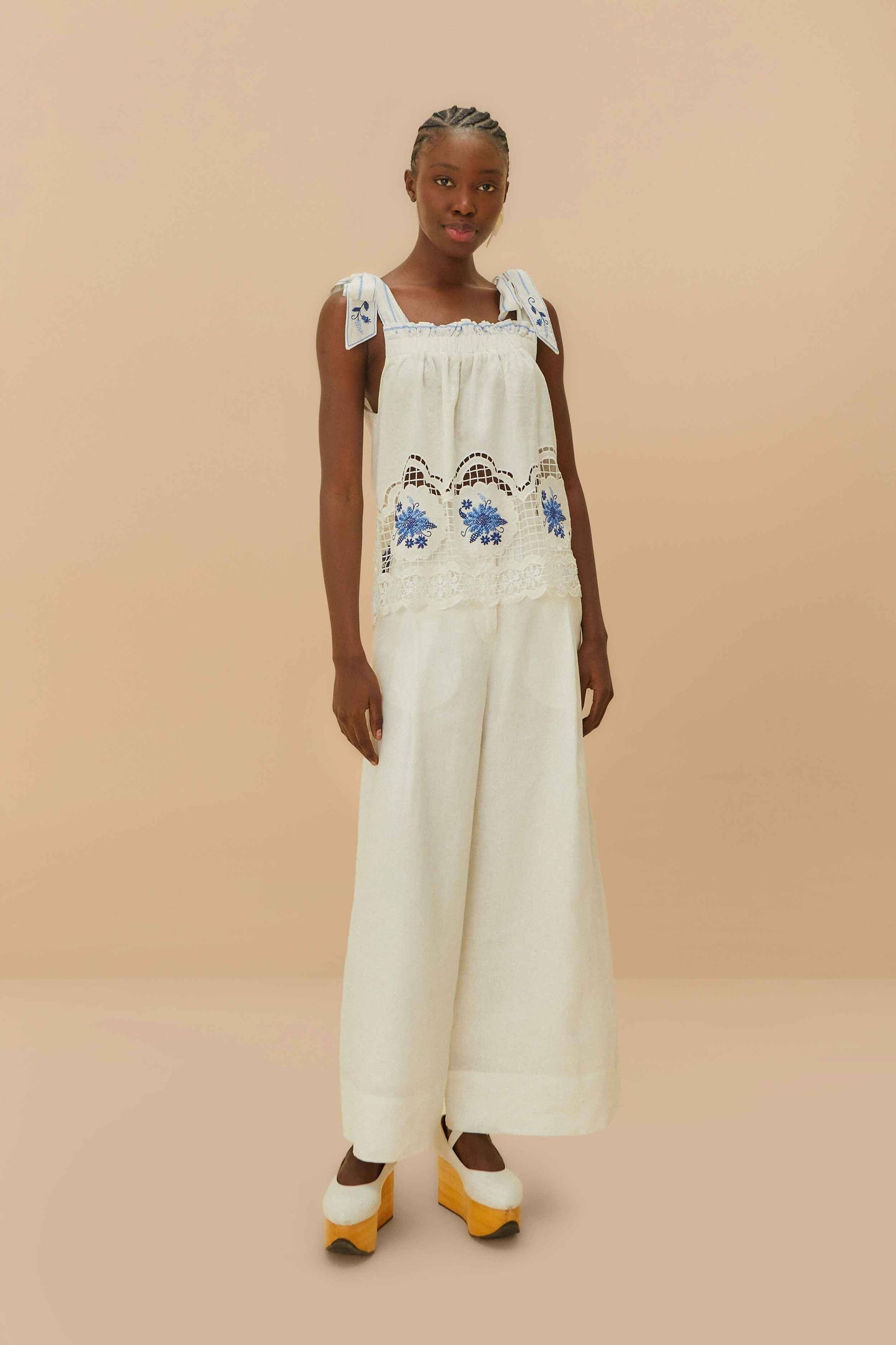 FARM Rio Off-White Euroflax™ Premium Linen High Waisted Pants