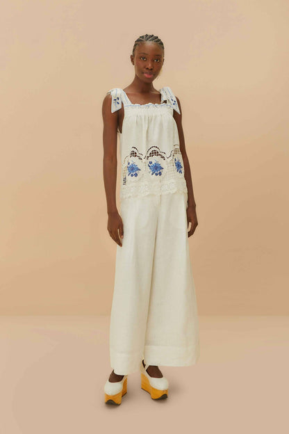 FARM Rio Off-White Euroflax™ Premium Linen High Waisted Pants