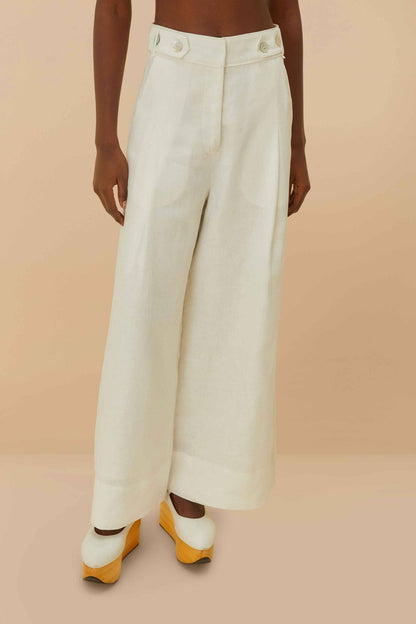 FARM Rio Off-White Euroflax™ Premium Linen High Waisted Pants